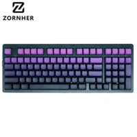 Clavier personnalisé Zornher ZH980 Purple Light Meow avec interrupteurs interchangeables à chaud et profil sonore crémeux pour clavier mécanique personnalisé