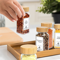 Bouteilles distributrices de 120 ml, pots à épices en verre scellés, outil de stockage, réservoir transparent, pot de conservation alimentaire avec couvercles en bois d'acacia