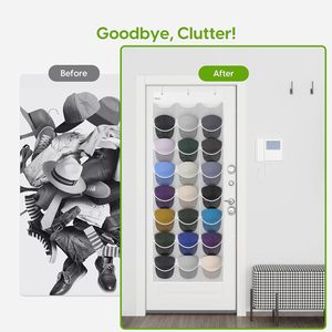 Organizador de Gorras de Béisbol con 24 Bolsillos para Colgar Sobre la Puerta, Bolsillos Profundos Transparentes para Guardar Gorras Detrás de las Puertas - Product Image 6