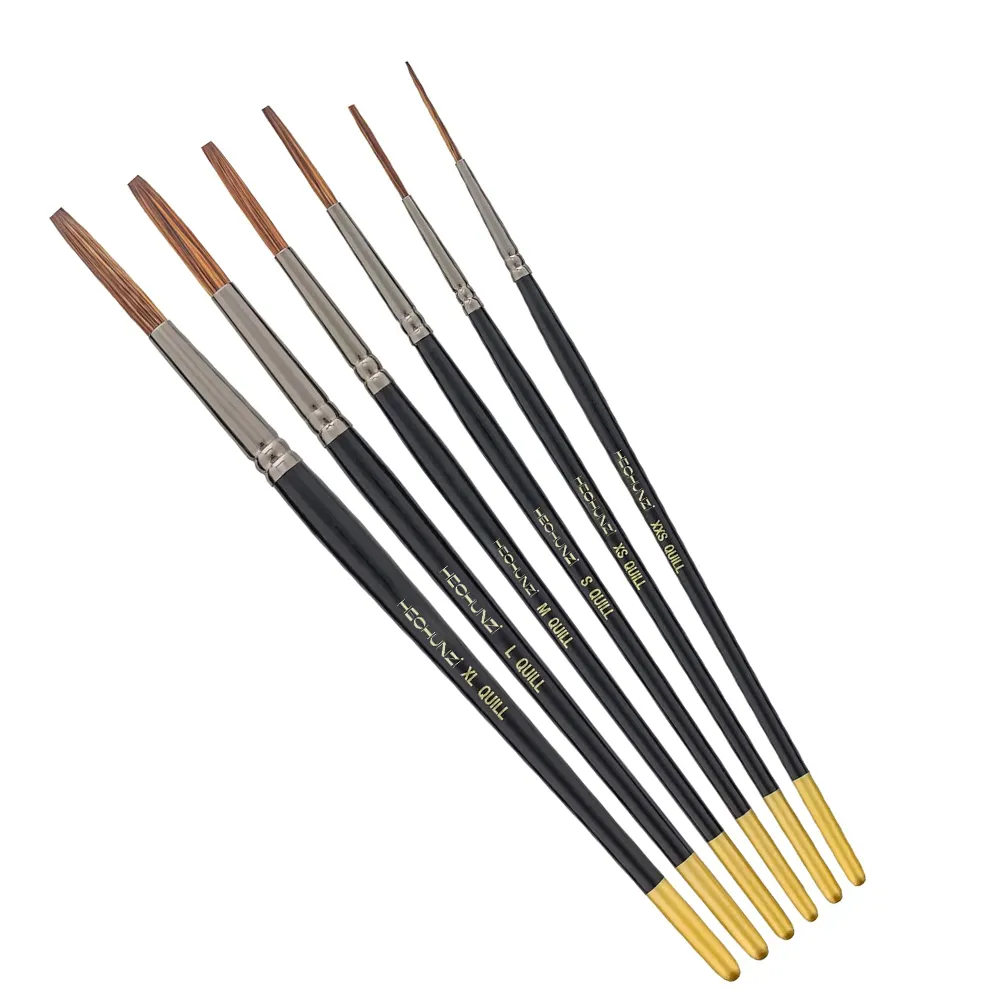 Hechunzi Professional 6 Pieces Set Synthetic Squirrel Wooden Handle Pinstriping Lettering Quill Brushes