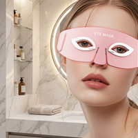 Masque oculaire LED à lumière rouge pour le traitement des cernes, OEM, logo personnalisé, rose, en silicone, appareil de beauté pour les yeux, soin de la peau, masque oculaire à lumière rouge