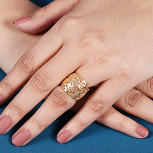 925 Sterling <b>Silver</b> Gold Plated <b>Ring</b> <b>Adjustable</b> Filigree <b>Ring</b> 18K Gold Plating - Product Image 2