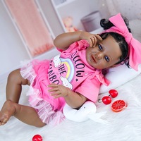 Poupée Bébé Reborn Africaine Noire 60cm pour Enfants, Poupée Nouveau-né Réaliste, Jouet Cadeau