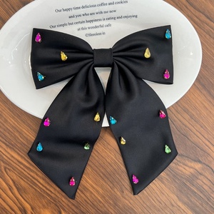 Trendy Elegant Women Hair Accessories Korean Large Back Head Colored Diamond-studded Bow Knot Hair <b>Clips</b> for Girls Hairgrip - Product Image 3