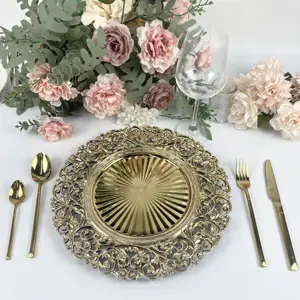 Wholesale Round Antique Gold Charger Plates Wedding Decorations Wedding Decorative For Party Event