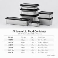 YUEDISI Contenants à collation réutilisables anti-fuite, boîte alimentaire, grands contenants alimentaires en acier inoxydable avec couvercles en silicone