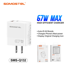Caricatore Rapido SOMOSTEL 67W Max, Caricatore da Muro USB C a Doppia Porta con Tecnologia QC3.0 PD GaN per iPhone 15 Samsung, Adattatore da Viaggio con Spina US EU - Product Image 1