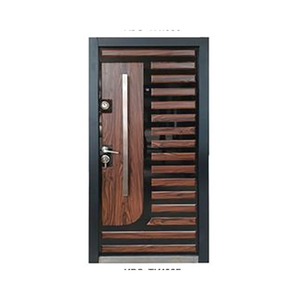 Porte de sécurité en acier avec panneau en bois et cadre en acier, porte extérieure antivol pour entrée de maison, design insonorisé - Product Image 2