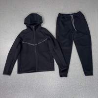 Ensemble de survêtement pour homme en molleton technique, veste à capuche zippée et pantalon de jogging, 2 pièces, style streetwear décontracté, tenue de sport