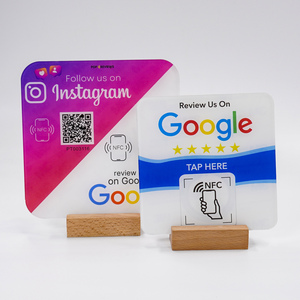 13,56 MHz Nfc Google Review Sign Pantalla de código Qr personalizada Placa de redes sociales NFC Etiqueta de mesa Acrílico Google Review Nfc Placas - Product Image 6