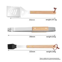 Accessoires de barbecue, manche en bois, 5 pièces, ensemble d'outils de barbecue en acier inoxydable avec spatule de cuisine, pince pour le camping en plein air
