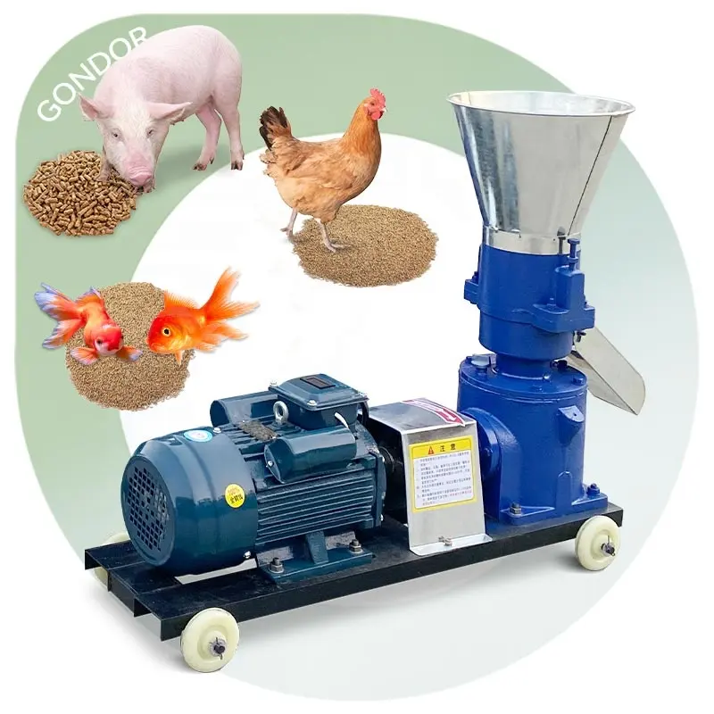 Briqueta de paja de arroz, alimentación Manual diésel para peces, cuatro rodillos, Animal eléctrico, máquina de fabricación de pellets de 1000kg