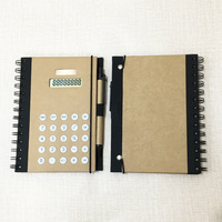 Calculatrice multifonctionnelle créative à 8 chiffres avec stylo Bloc-notes à énergie solaire Couverture en papier kraft Fournitures de bureau calculadora