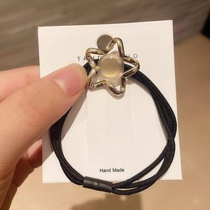 Élastique à cheveux en tissu noir avec décorations en pierres dorées, pour usage quotidien, pour femmes et filles - Product Image 3