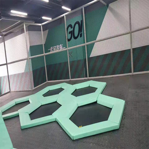 Parc de trampolines pour enfants et familles, standard avec panier de basket + mur adhésif + fosse à <span class=keywords><strong>mousse</strong></span>, <span class=keywords><strong>protection</strong></span> de sécurité, taille personnalisable - Product Image 5