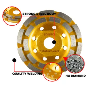 SONGQI 4 "/5"/7 "спеченный Алмазный двухрядный шлифовальный круг двухрядный шлифовальный диск для бетонной кладки гранитный мрамор