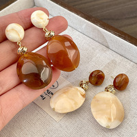 Boucles d'oreilles pendantes tendance en résine acrylique plaquées or avec imitation perle, bijoux de mode pour femme, modèle JX506, fabriquées en Chine