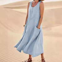 Haute qualité printemps été décontracté élégant belle couleur unie Style européen américain une robe à la mode pour les déesses