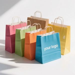 Hot Selling Classic Recyclable Custom Eco-Friendly Kraft <b>Paper</b> Shopping <b>Bag</b> for Shoes & Clothing Glossy Lamination Custom Design - Product Image 5