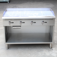 Plancha Teppanyaki de Superficie Amplia, Gran Capacidad, Industrial, 4 Controles, a Gas, con Cajón para Aceite y Compartimento de Almacenamiento
