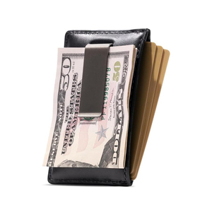 LZ Porte-<span class=keywords><strong>carte</strong></span> d'identité mince en cuir de vachette pleine fleur pour hommes Portefeuille à clip magnétique avec poche avant Style mini pochette antivol - Product Image 3