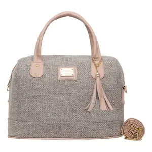 Bolsa de Maquillaje de Yute para Mujer Fana Jordin, Estuche Cosmético Elegante Mediano con Cierre de Cremallera, Asa Superior y Diseño de Borla - Product Image 1