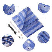 Bâche en PE légère et imperméable MILLION 80 g/m² à rayures bleues, protection UV, revêtement PE, couverture en plastique