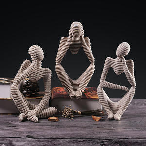 HelloWorld dessin pensif personnage décoration nordique étude créative décoration de la maison meubles salon bureau grès - Product Image 5