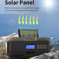 Radio d'urgence portable 5000 mAh en plastique 3-en-1 AM/FM Internet Radio à manivelle solaire avec lampe torche pour haut-parleur LED