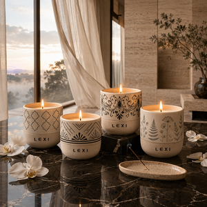 Support de bougie en céramique noir orné de motifs filigranés LEXI, décoratif pour la maison, le salon, la table de café, les fêtes, cadeau - Product Image 1