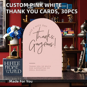 30 cartes/sac – Cartes de remerciement personnalisées roses et blanches en gros pour petites entreprises, boîtes cadeaux, décoration artisanale, carton imprimé offset - Product Image 2