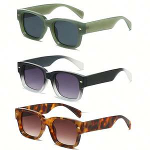 Lunettes de soleil rétro tendance 2025 personnalisables avec logo, couleur gelée, protection UV400, verres dégradés, rivets, monture carrée pour hommes et femmes - Product Image 1