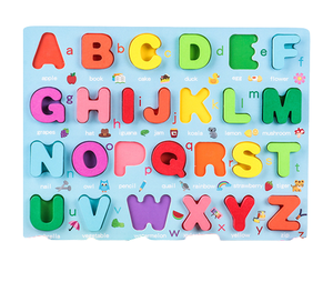 Early Education Hand Grasping Board Cognitive Matching Bigger Blocks ,easy to Catch . Wooden Alphabet Puzzles - Product Image 1