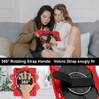 Étui robuste pour iPad Air 11 M3 2025 M2 2024 avec support rotatif à 360°, dragonne, bandoulière et porte-stylet – Rouge et Noir