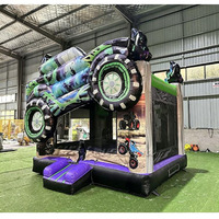 Nouveau design Château gonflable avec toboggan, grande structure gonflable Monster Truck, toboggan aquatique pour adultes, combo gonflable avec souffleur