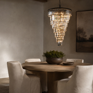 Lámpara de araña cónica personalizable de cristal de varios niveles con cadena de suspensión ajustable para proyectos de villas - Product Image 2