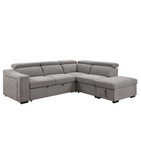 Canapé-lit convertible en tissu de style européen, deux places, en forme de L, avec rangement, rembourrage en éponge, durable, écologique, facile à nettoyer