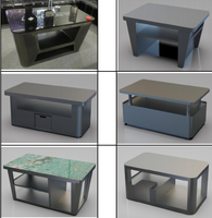 Table de bar robuste en acier inoxydable avec plateau en pierre frittée ou en verre et niche de rangement pour discothèque ou salon VIP
