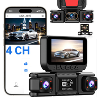 Boîte noire de voiture 4 canaux 1080P, caméra de tableau de bord WiFi 360 degrés, enregistreur de conduite de taxi, vision nocturne, 4 caméras DASHCAM