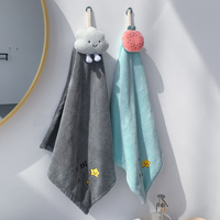 FF4646 salle de bain cuisine mignon brodé essuie-mains absorbant non pelucheux suspendu microfibre chiffon de nettoyage séchage des mains serviette