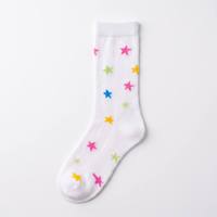 Chaussettes pour femmes personnalisées, motif étoile coloré, chaussettes en coton doux tricotées pour un usage quotidien décontracté, fabrication OEM