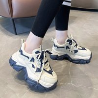 Chaussures de sport légères pour femmes en PU à lacets, semelle épaisse, pour le tennis, le jogging, la gym et la marche