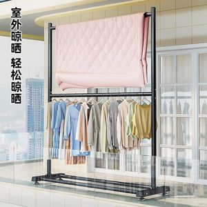 Double Layer <b>Clothes</b> <b>Rack</b> Metal Floor Standing With Storage Shelf For Bedroom Home Dormitory Use 1.0M 1.2M 1.5M Multifunctional - Product Image 3