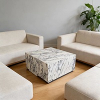 Table basse en marbre Calacatta Viola d'Italie, design moderne, mobilier de salon haut de gamme, table basse en marbre Calcutta Viola, socle bas