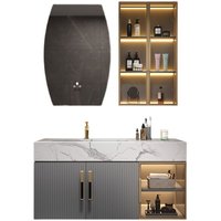 Ensemble de meubles de salle de bain d'hôtel avec miroir Feng Shui classique pliant et dissimulé, en bois massif, résistant à l'eau, avec écran LED