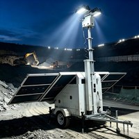 Remorque d'éclairage mobile solaire CCTV avec mât manuel de 6 m, châssis galvanisé à chaud, pour l'exploitation minière