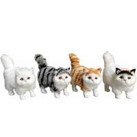 Décoration chat miniature en peluche super douce faite à la main - Statue de chaton en fausse fourrure moelleuse de 12 cm, non rembourrée, Kawaii, pour étagère, maison, bureau, voiture