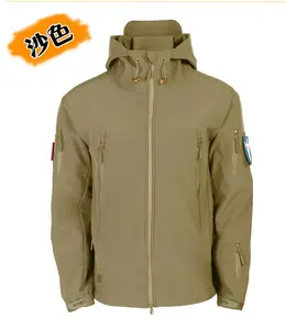 Tad jaket cangkang keras lunak untuk pria, jaket seragam taktis luar ruangan, jaket windbreaker M65 bahan kulit hiu
