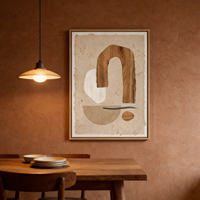 Décoration murale minimaliste Wabi-Sabi, nature morte à l'huile sur toile, faite à la main, tons neutres, formes organiques texturées, design moderne pour la maison, Japandi