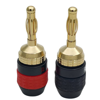 Connecteur de borne plaqué or pour amplificateur de haut-parleur, prise banane avec vis et embout de soudure pour câble